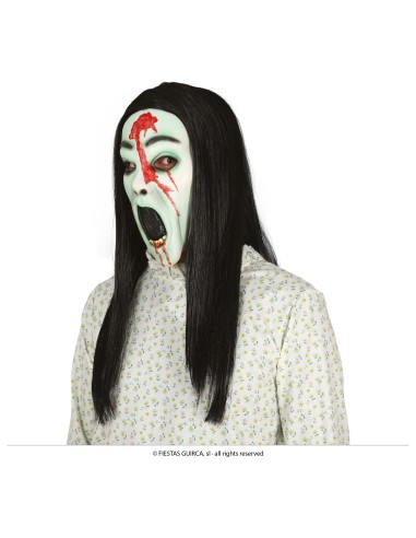 Maschera fantasma con capelli in lattice
