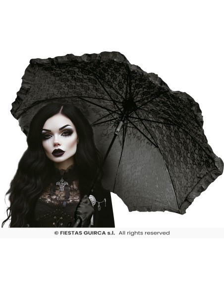 Ombrello gotico in pizzo nero