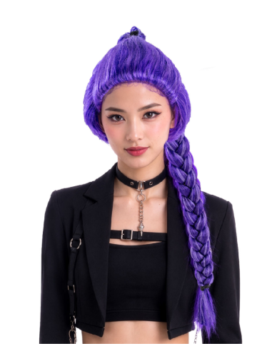 Parrucca viola con treccia K-pop Huntrix