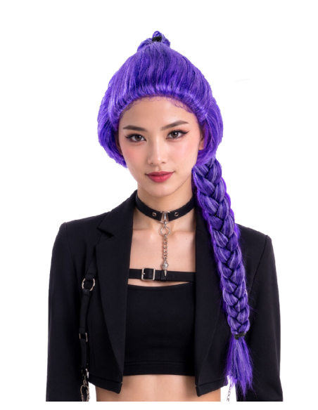 Parrucca viola con treccia K-pop Huntrix