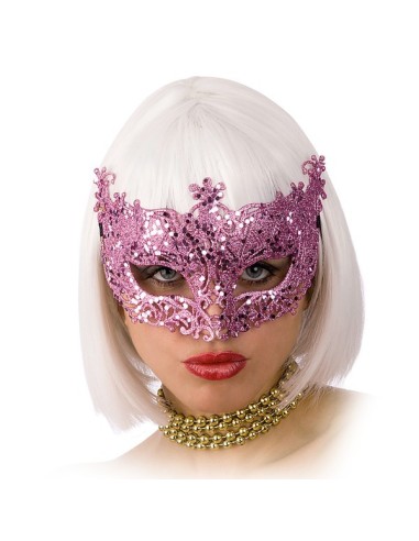 MASCHERA con glitter ROSA IN PVC . Prezzo 2,40 €