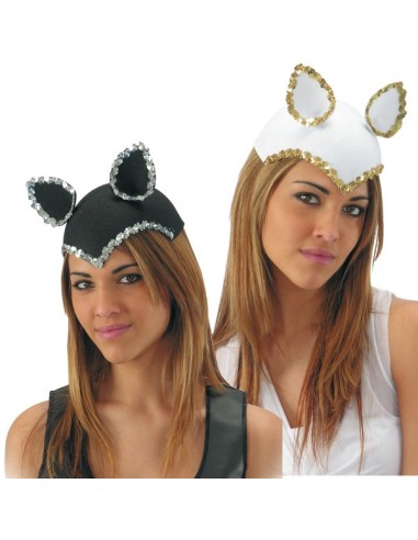 CALOTTA GATTINA IN FELTRO CON PAILLETTES 2 colori assortiti Prezzo 4,70 €