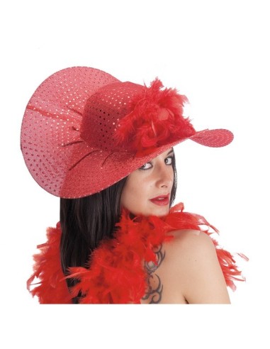 CAPPELLO DAMA ROSSO con PAILLETTES E PIUME | Euro 90