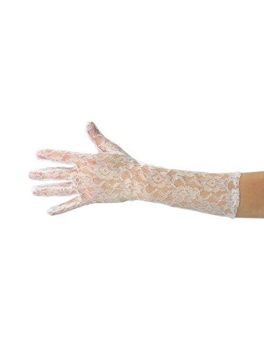 GUANTI BIANCHI IN PIZZO LUNGH.CM.40 . Prezzo 4,40 €