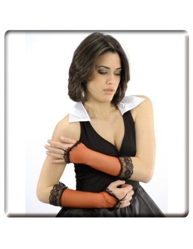 GUANTI INFRADITO ROSSI A RETE con PIZZO NERO LUNGH.CM.30 Prezzo 2,30 €