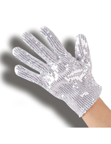 GUANTI BIANCHI con PAILLETTES ARGENTO LUNGH.CM.24 Prezzo 6,00 €