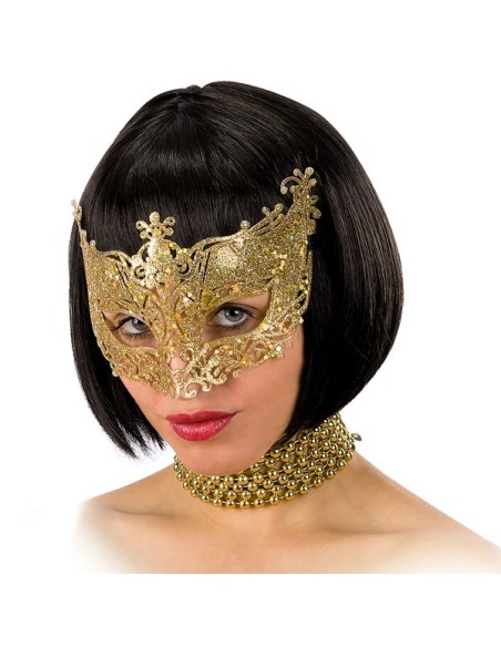 MASCHERA con glitter ORO IN PVC . Prezzo 2,40 €