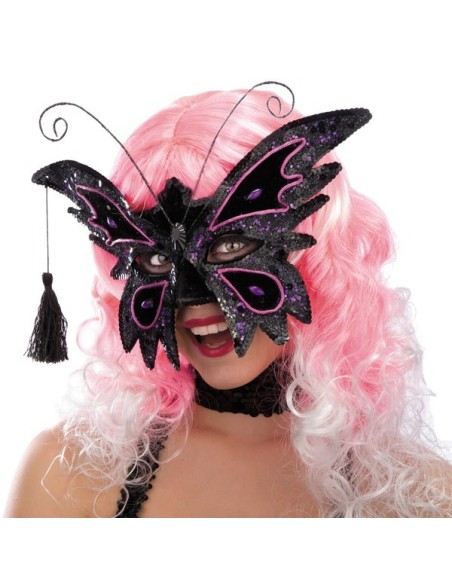 MASCHERA FARFALLA NERA con PAILLETTES E ALAMARO Prezzo 9,00 €
