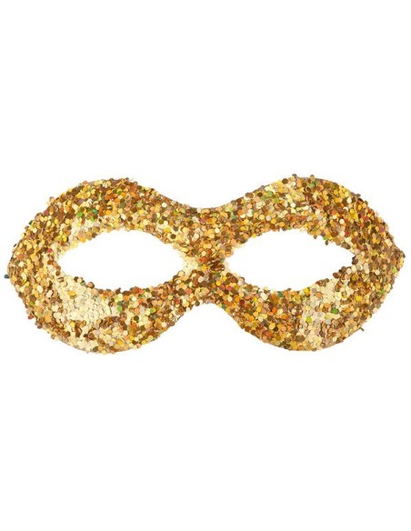 MASCHERA IN PLASTICA CON PAILLETTES ORO Prezzo 2,30 €