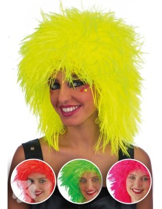 Parrucca disco dance fluorescente gialla verde rosa rossa per feste anni 80 dance