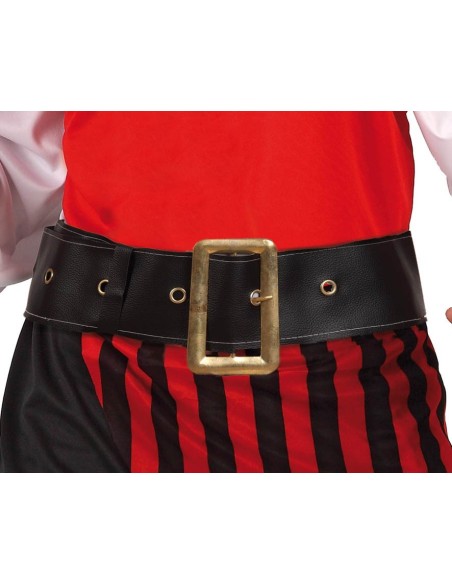 Cintura da pirata nera con fibbia dorata regolabile per costume carnevale halloween