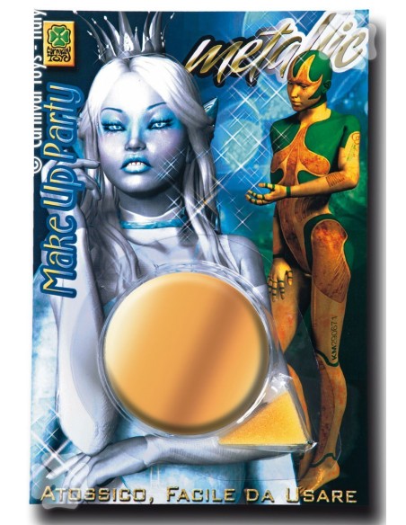 Vasetto fondotinta oro 10g in blister per trucco teatrale Halloween Carnevale cosplay effetti speciali