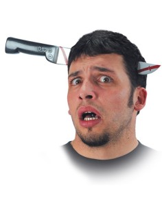 Cerchietto horror con coltello finto che attraversa la testa per costume Halloween spaventoso