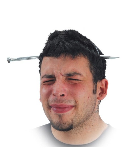 Cerchietto con chiodo finto che attraversa la testa per scherzi Halloween e feste a tema horror