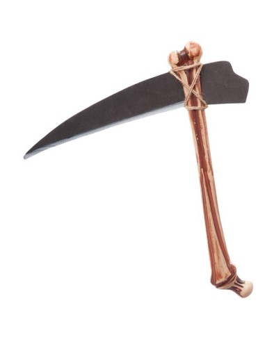 Falce Grim Reaper 35cm lama nera EVA manico osso plastica accessorio costume Halloween horror