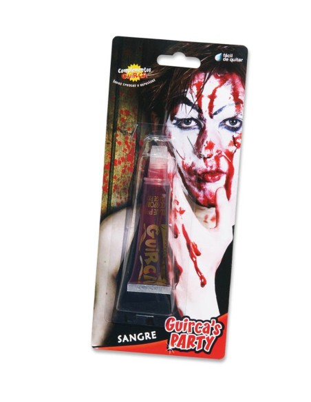 Tubetto sangue finto 20ml per makeup Halloween con effetto realistico su sfondo horror