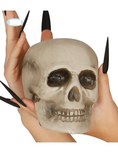 Teschio decorativo realistico 20cm tenuto tra le mani per costumi Halloween horror