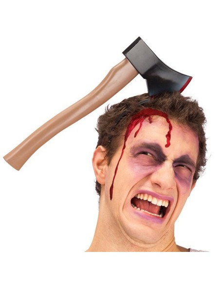 Cerchietto con accetta insanguinata e effetti horror per costumi Halloween spaventosi