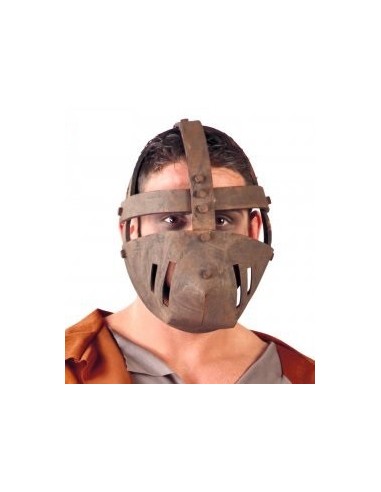 Maschera di ferro medievale in plastica marrone con cinghie per costume storico Halloween