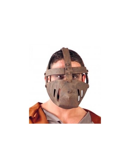 Maschera di ferro medievale in plastica marrone con cinghie per costume storico Halloween