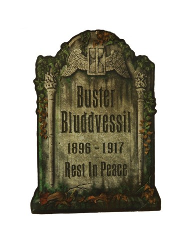 Lapide decorativa in cartoncino con scritte gotiche e decorazioni macabre per Halloween