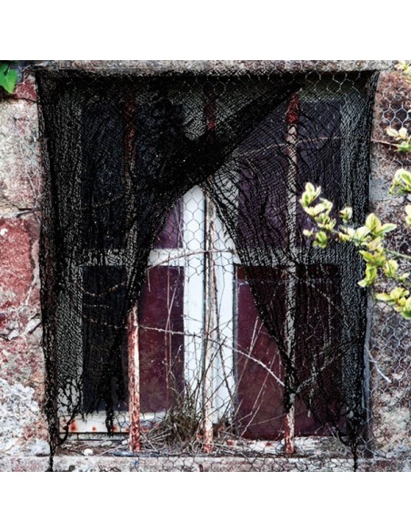 Tenda stracciona nera strappata per decorazioni Halloween horror casa abbandonata