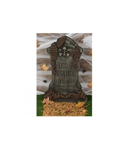 Lapide Halloween decorativa grigia con teschio e scritte gotiche 73x50 cm per allestimenti horror