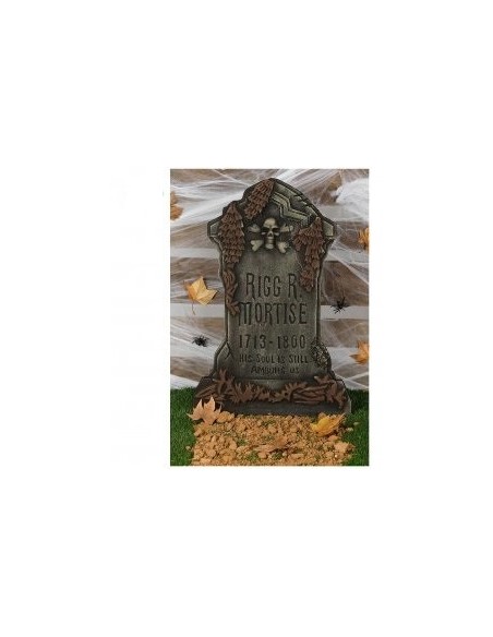 Lapide Halloween decorativa grigia con teschio e scritte gotiche 73x50 cm per allestimenti horror