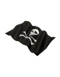 Bandiera pirata nera con teschio bianco e ossa incrociate per feste a tema e decorazioni Halloween