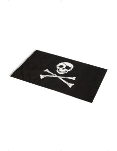 Bandiera pirata nera con teschio bianco e ossa incrociate per feste a tema e decorazioni Halloween 2