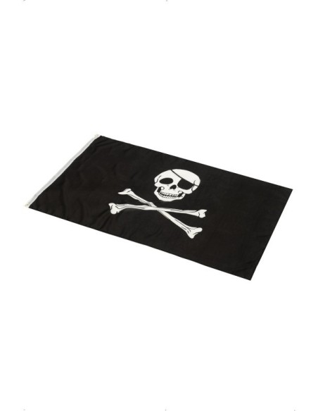 Bandiera pirata nera con teschio bianco e ossa incrociate per feste a tema e decorazioni Halloween
