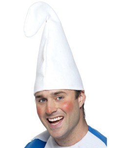 Cappello bianco da Puffo con punta ripiegata per costumi e travestimenti