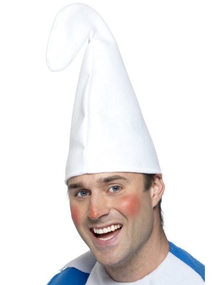 Cappello bianco da Puffo con punta ripiegata per costumi e travestimenti