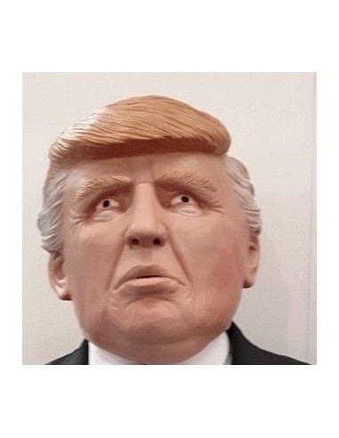 Maschera in lattice Donald Trump con capelli biondi e abito elegante per feste a tema politico