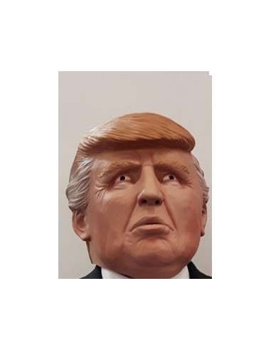 Maschera in lattice Donald Trump con capelli biondi e abito elegante per feste a tema politico