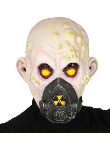 Maschera zombie nucleare con respiratore radioattivo e occhi arancioni per Halloween horror