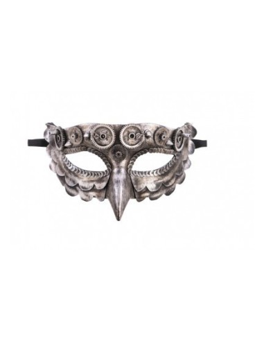 Maschera steampunk con becco e ingranaggi decorativi per costume retrofuturistico vittoriano