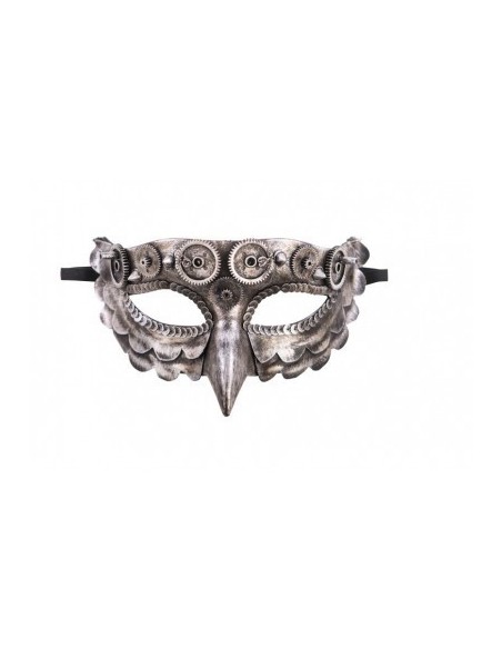 Maschera steampunk con becco e ingranaggi decorativi per costume retrofuturistico vittoriano