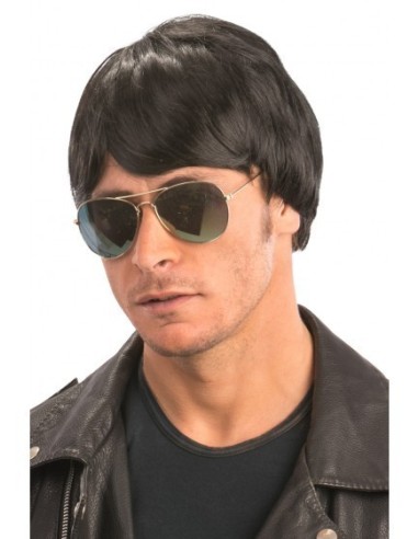 Parrucca corta nera con ciuffo laterale per travestimenti e cosplay donna