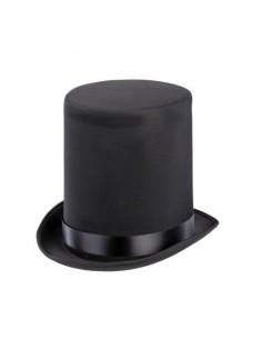 Cilindro nero elegante in raso indossato da uomo con camicia bianca per costume da gentiluomo 2