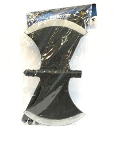 Doppia falce smontabile nera con manico lungo per costumi medievali e fantasy horror 2