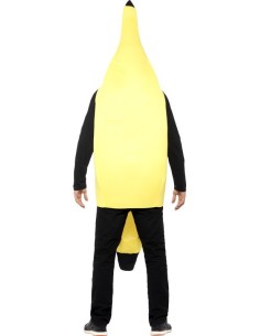 Costume banana giallo divertente per feste e carnevale con forma realistica del frutto 2