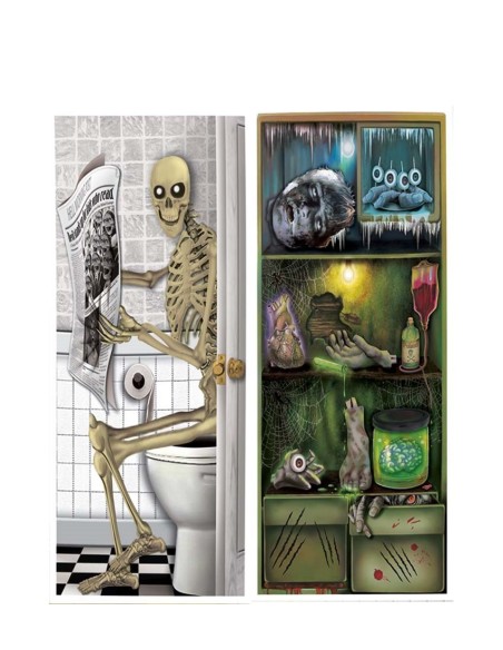 Decorazioni horror 75x150cm con scheletro in bagno e elementi gotici per Halloween