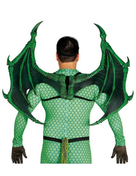 Ali da drago verdi extra large con texture squamata e dettagli realistici per costume fantasy