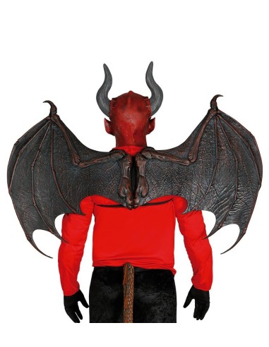 Ali demone extra grandi nere e rosse con corna per costume Halloween horror