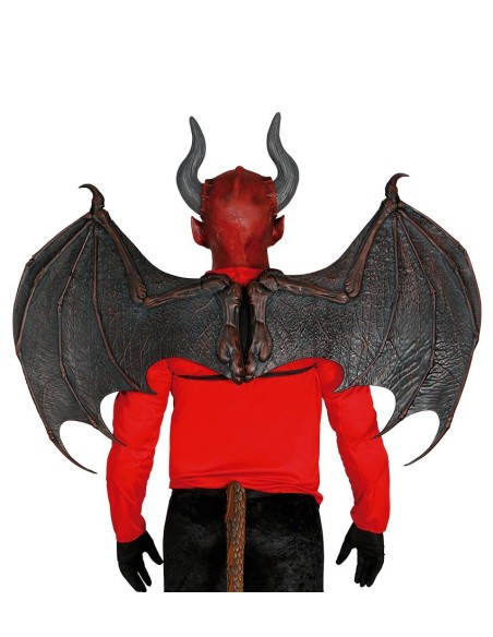 Ali demone extra grandi nere e rosse con corna per costume Halloween horror