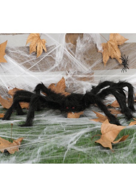 Ragno decorativo nero peloso di 70 cm con zampe articolate per decorazioni Halloween horror