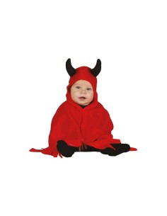 Costume diavoletto neonato rosso con cappuccio cornetti neri mantello Halloween bambini 12-24 mesi