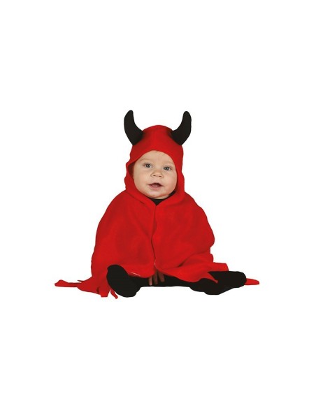 Costume diavoletto neonato rosso con cappuccio cornetti neri mantello Halloween bambini 12-24 mesi