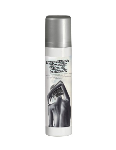 Spray corpo argento glitter per makeup metallico e costumi futuristici